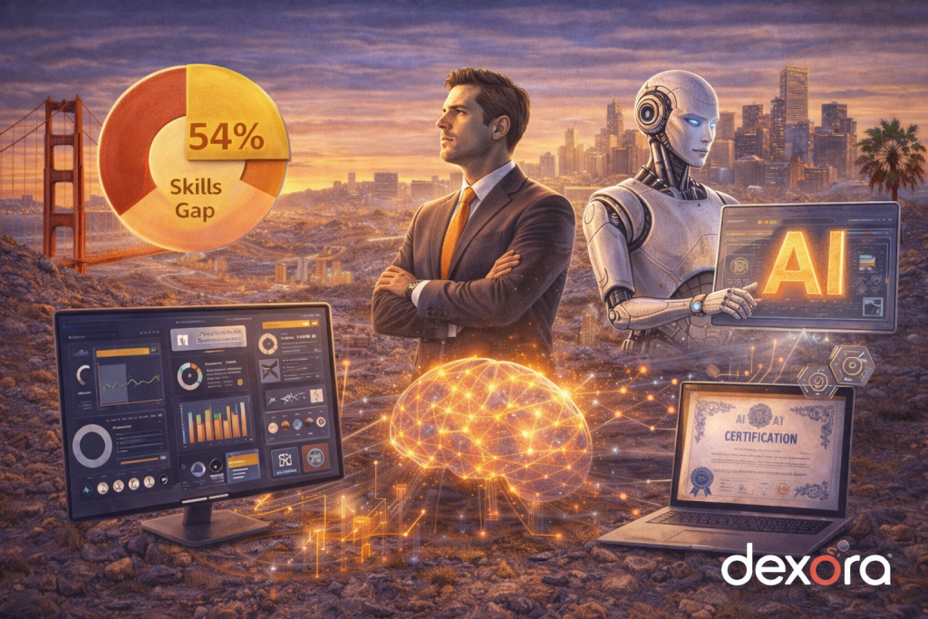 AI marketing strategy illustration highlighting the 54% skills gap and leadership transformation for CMOs