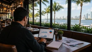 Digital marketing professional reviewing SEO analytics and campaign performance data as part of a comprehensive SEO strategy