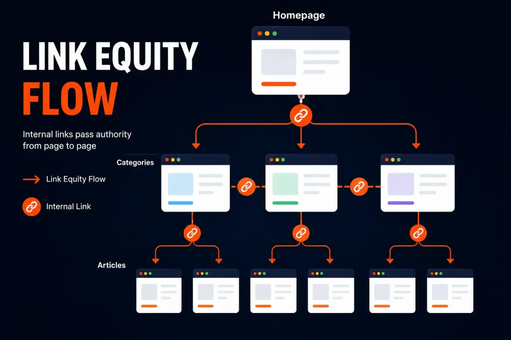 'internal linking seo pagerank flow diagram']