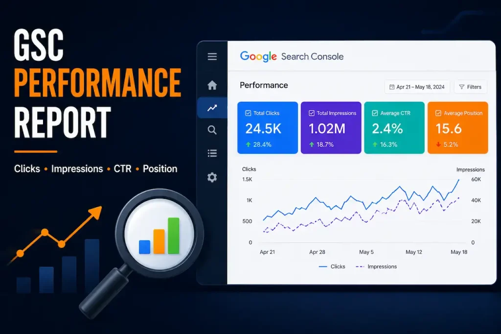 google search console performance report queries clicks impressions seo