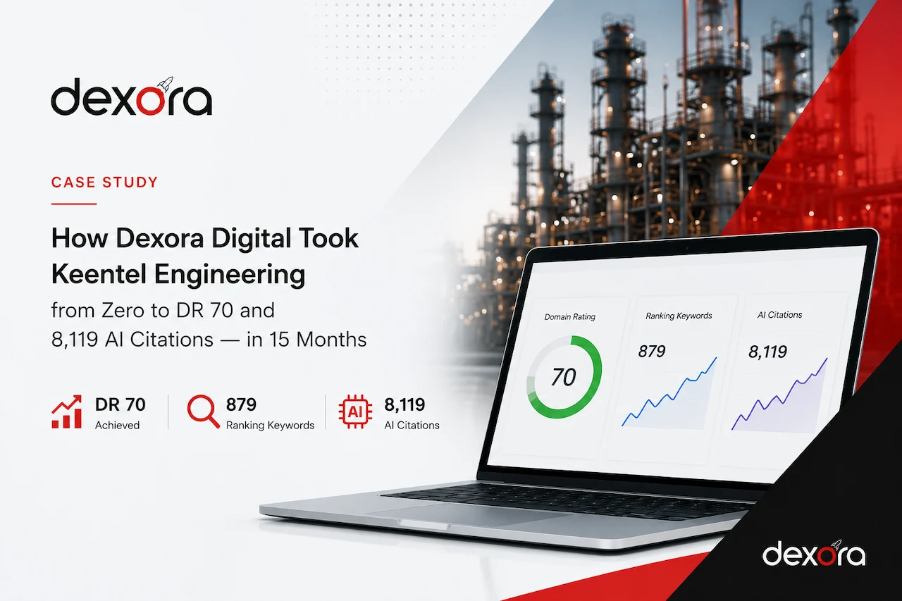 How Dexora Digital Took Keentel Engineering from Zero to DR 70 and 8,119 AI Citations — in 15 Months