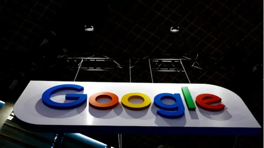 Google logo displayed at a technology event representing Google Search, AI innovation, and digital technology.