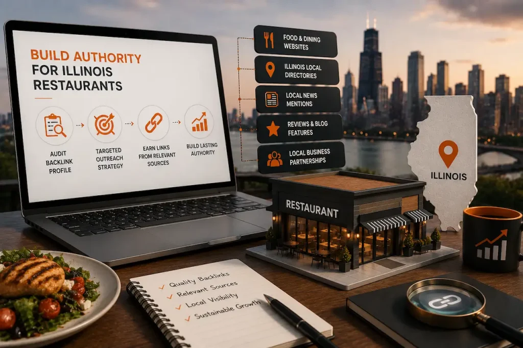 Build authority for Illinois restaurants with quality backlinks, local directories, food sites, and business mentions.
