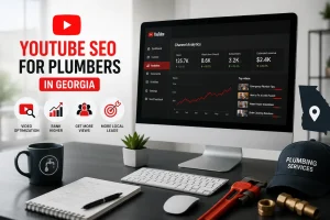YouTube SEO dashboard for plumbing business with video optimization analytics, ranking growth, and local lead generation.