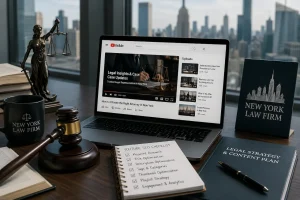 YouTube SEO strategy for law firms with legal content planning, video optimization, search visibility, and client engagement.