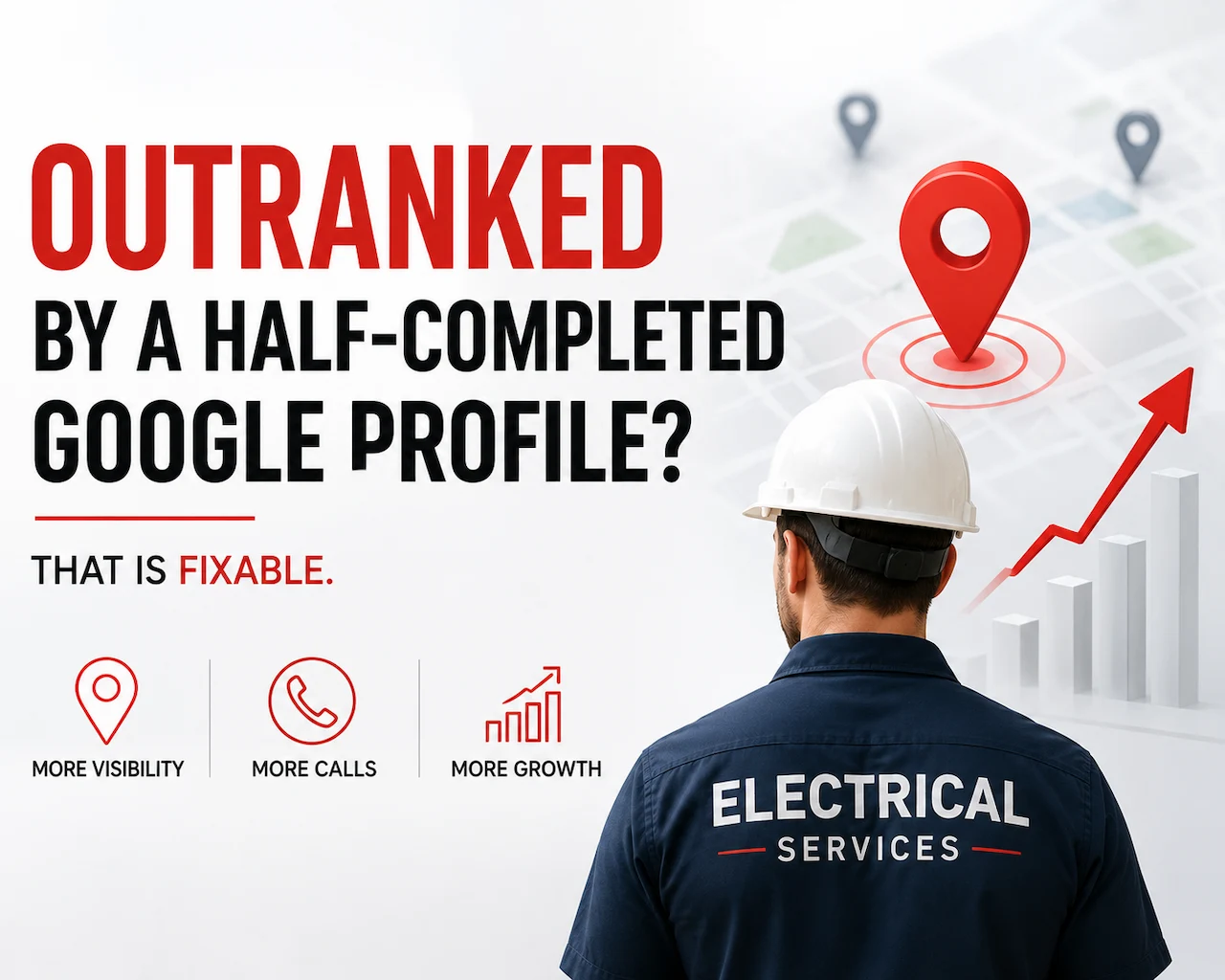 Electrician improving Google Maps visibility and local search rankings to generate more customer enquiries.