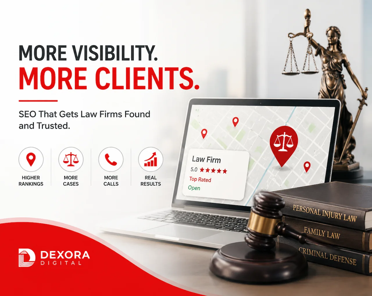 Law firm SEO strategy showing higher Google Maps rankings, increased client enquiries, and stronger local search visibility.