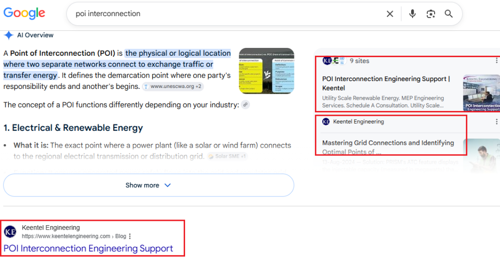 keentel engineering position 1 google POI interconnection engineering support ai overview