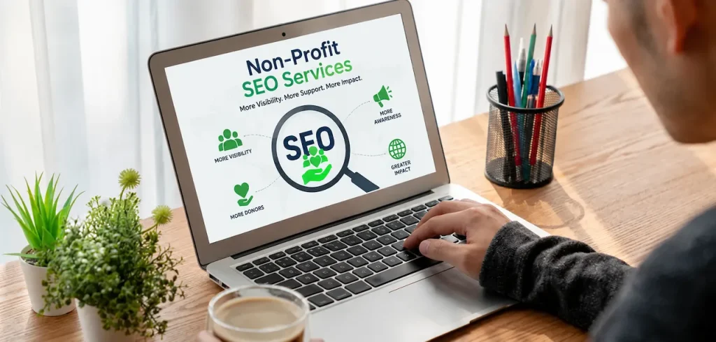 Non-profit SEO services with search visibility, donor growth, community outreach, and digital marketing strategy.