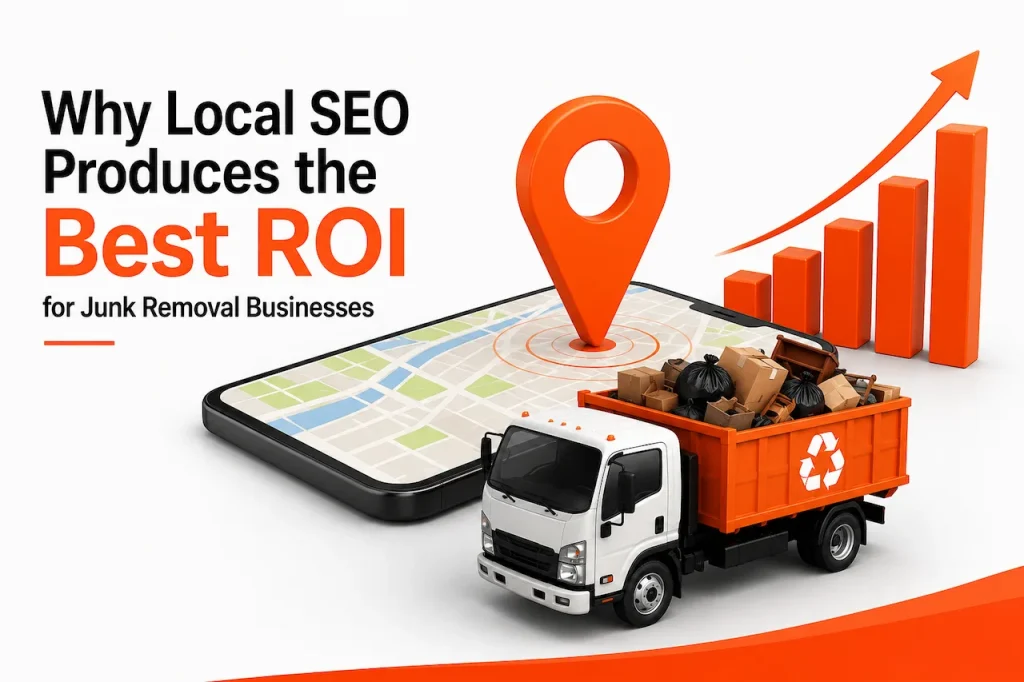 Junk removal local SEO strategy with Google Maps visibility, local search rankings, organic lead generation, and business growth.
