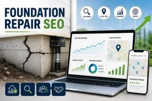 Foundation repair SEO services with local search optimization, organic traffic growth, Google Maps visibility, and lead generation for foundation repair contractors.