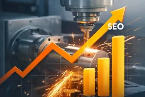 Manufacturing SEO strategy with industrial production, search visibility, organic traffic growth, and business performance optimization.