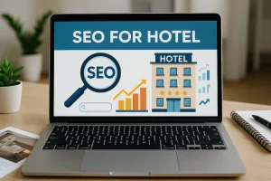 Hotel SEO strategy with search visibility, direct booking growth, local search optimization, and hospitality marketing.