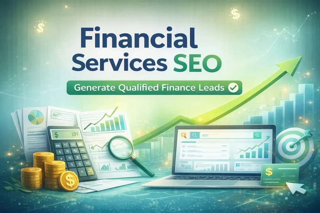 Financial services SEO with compliance-focused optimization, secure online visibility, trust building, and sustainable organic growth.
