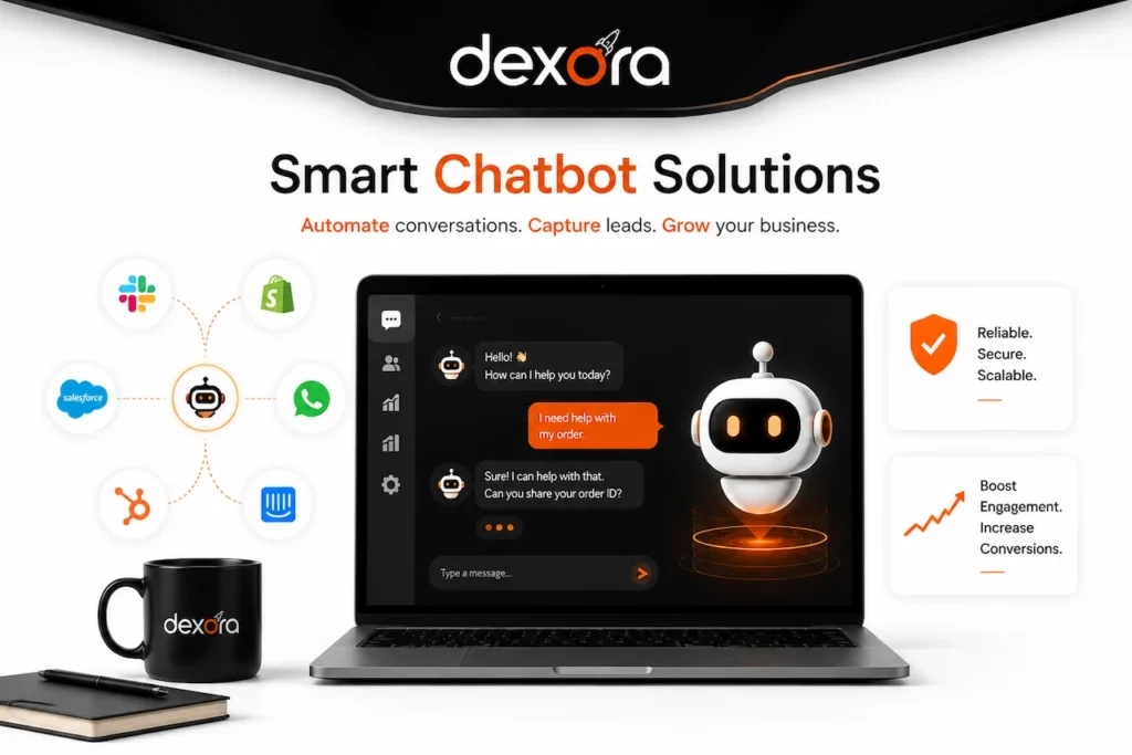 Dexora Digital smart chatbot solutions with CRM integrations, AI support, lead capture, and conversion growth.