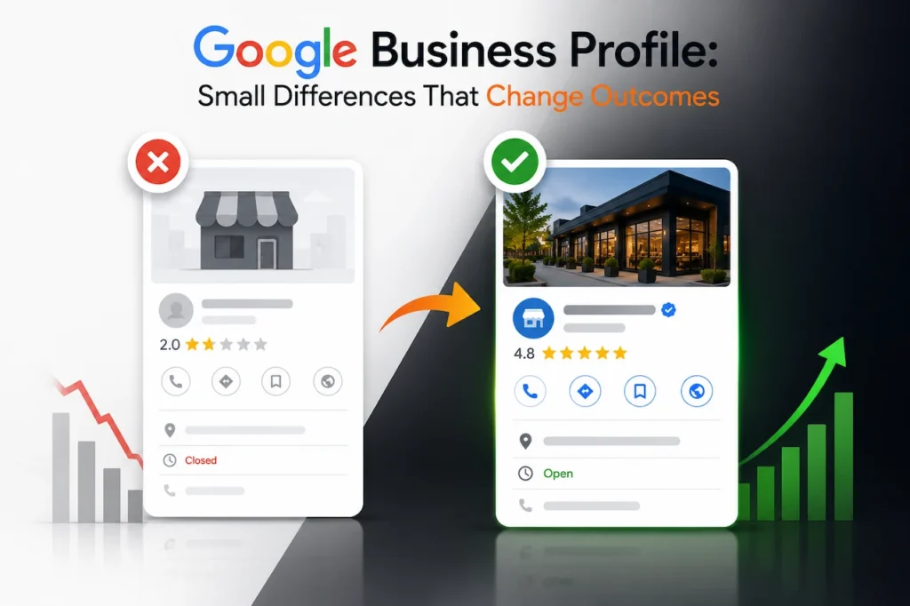 Google Business Profile before-and-after comparison showing how small improvements increase visibility and growth.