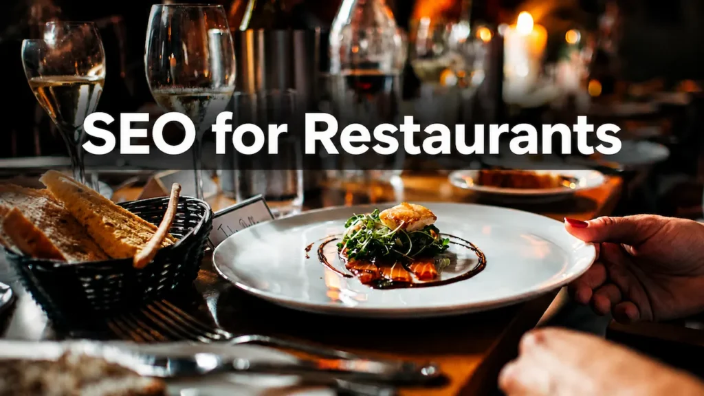 SEO for restaurants featured image showing an elegant dining table with a professionally plated meal.