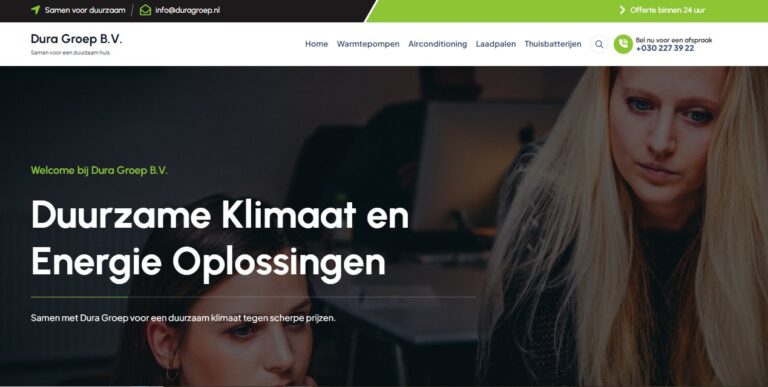 Dura Groep airconditioning landing page for HVAC services in the Netherlands