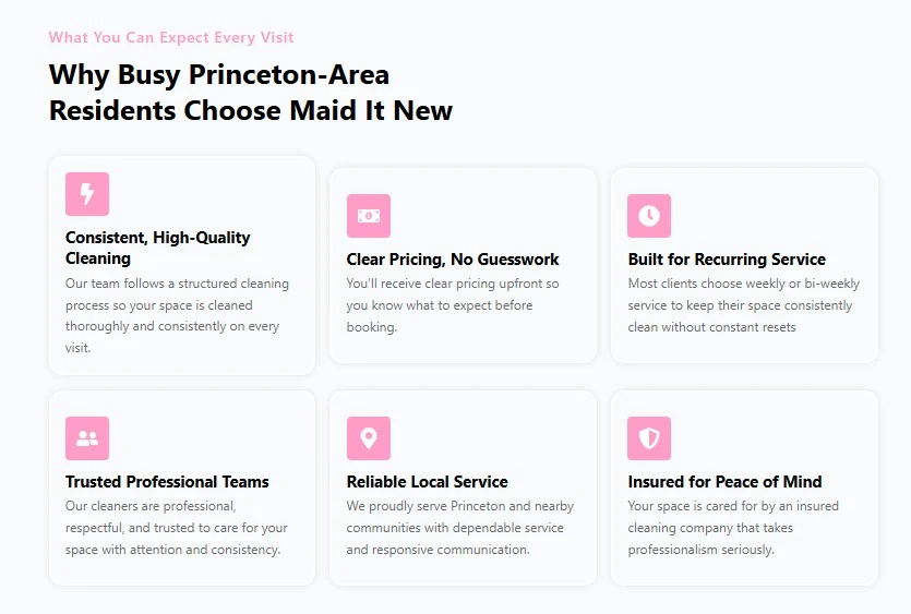 Maid It New website design, screen 2