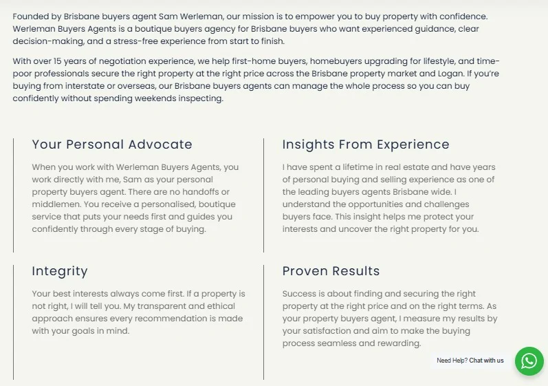 Werleman Property website design, screen 2