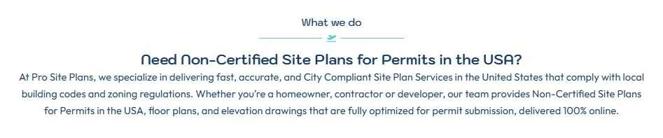 ProSitePlans website design, screen 2