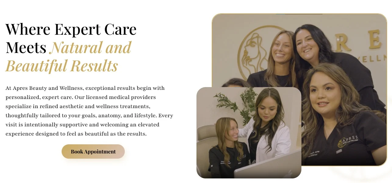 Apres Beauty and Wellness website design, screen 2