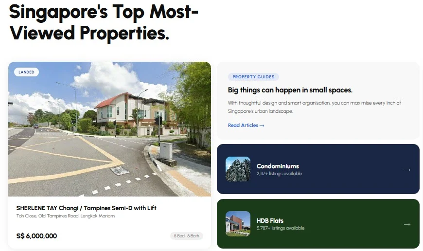 Singapore Property website design, screen 2