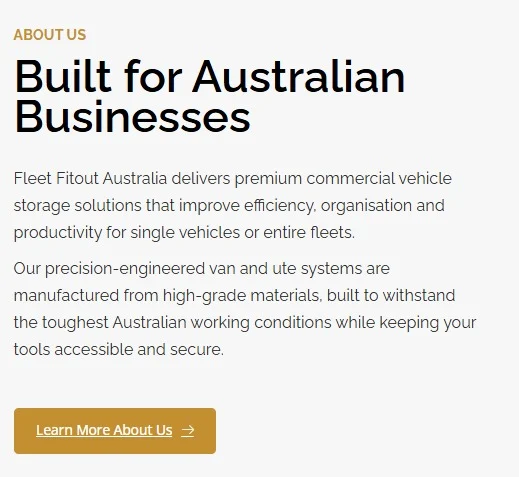 Fleet Fitout website design, screen 2