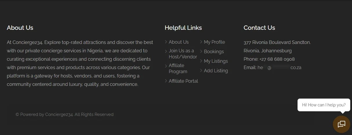 Concierge 234 website design, screen 11