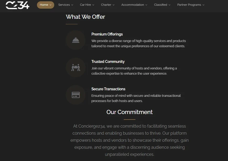 Concierge 234 website design, screen 10