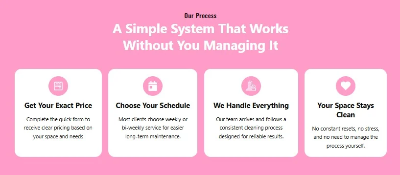 Maid It New website design, screen 3