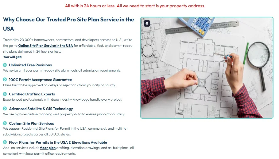 ProSitePlans website design, screen 3