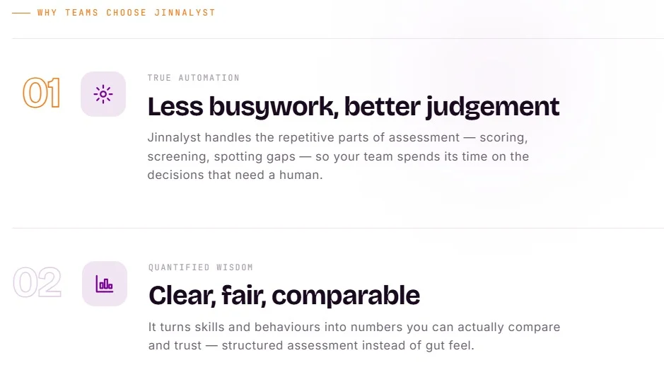 Jinnalyst website design, screen 2