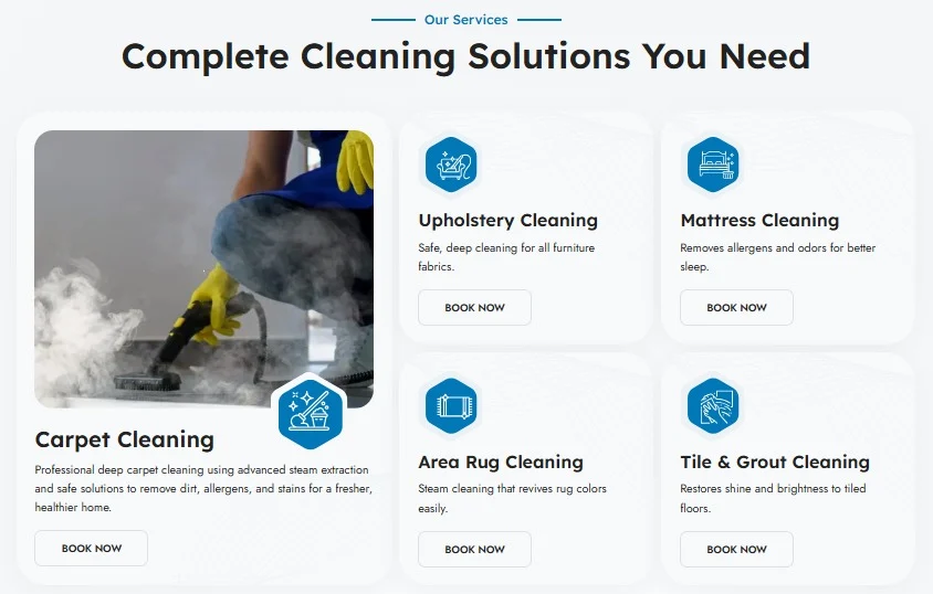 Hero Carpet Cleaning website design, screen 3