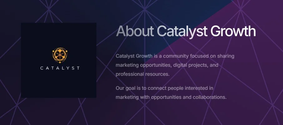Catalyst Growth Community website design, screen 3