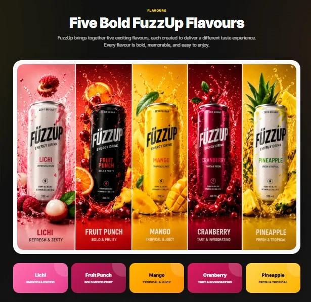 Fizzup Energy Drink website design, screen 4