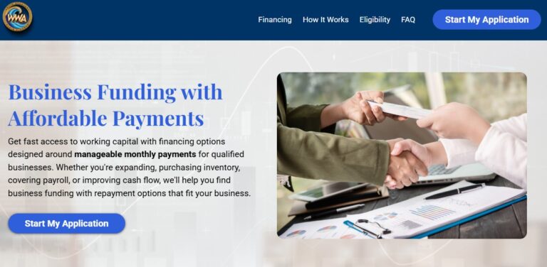 Waterworks Agency business funding landing page design