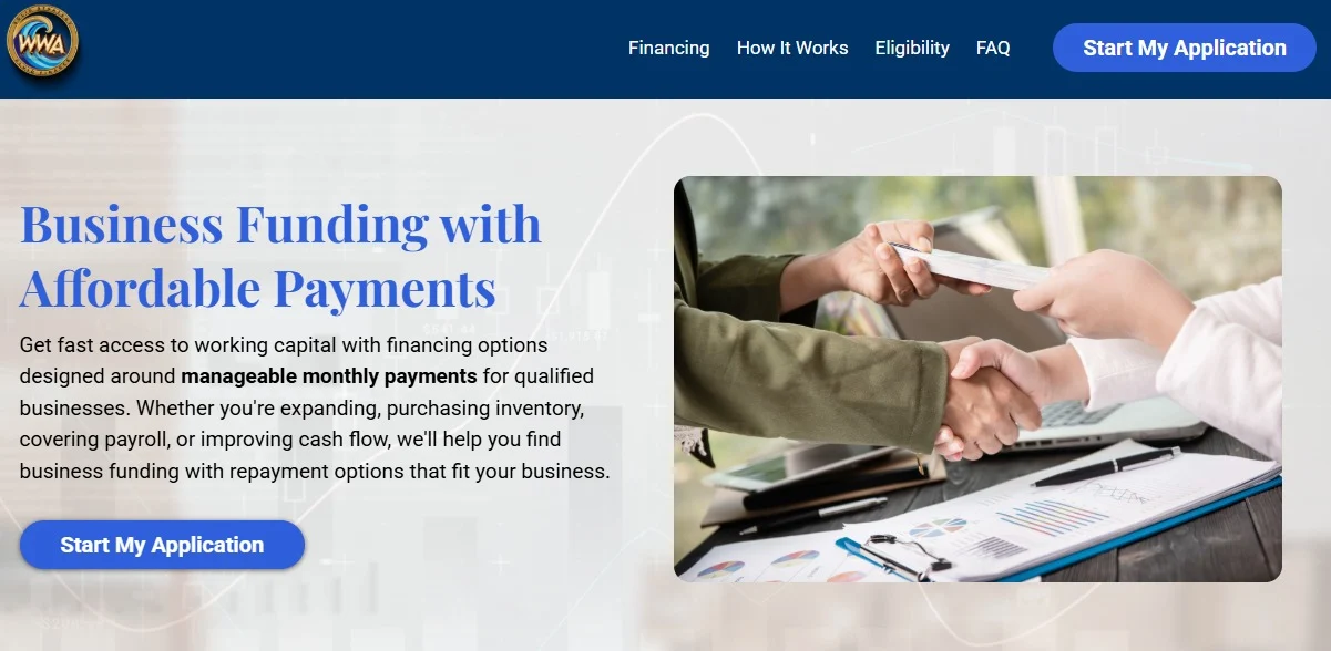 Waterworks Agency business funding landing page design