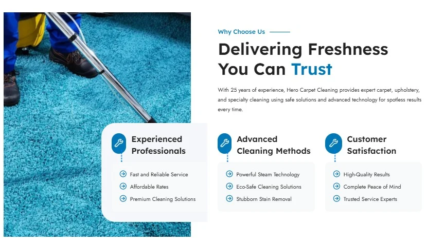 Hero Carpet Cleaning website design, screen 4
