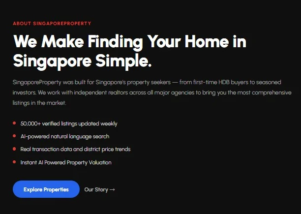 Singapore Property website design, screen 4