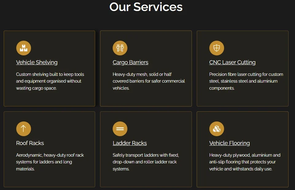 Fleet Fitout website design, screen 4