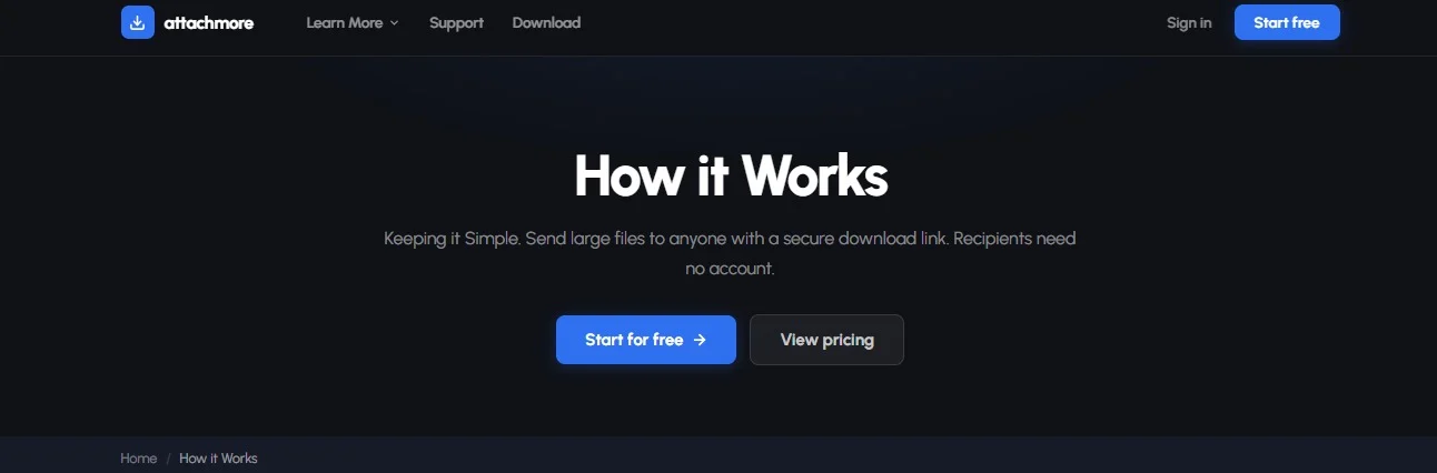 AttachMore by Automaterise website design, screen 2