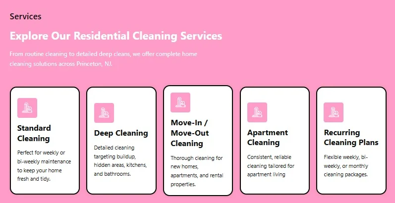 Maid It New website design, screen 5