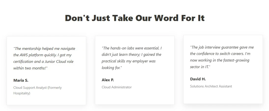 Exemplify Training website design, screen 5