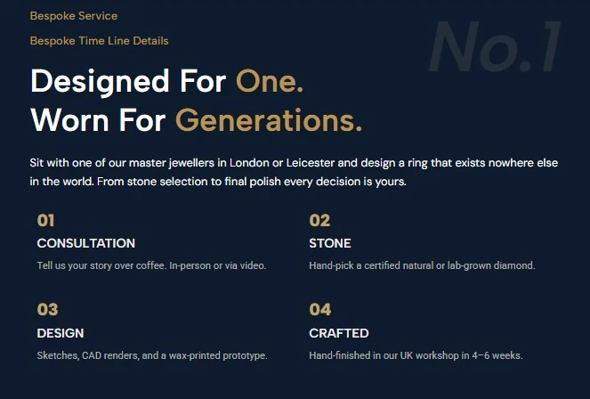 Hispek Diamonds website design, screen 4