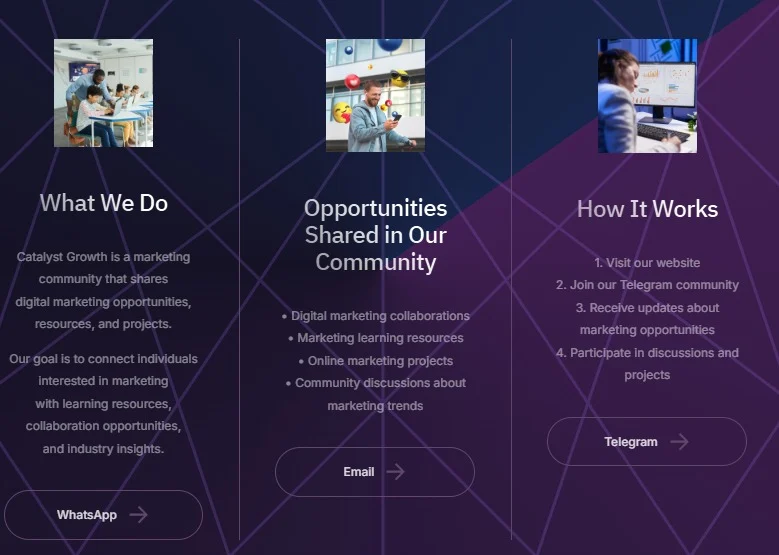 Catalyst Growth Community website design, screen 5
