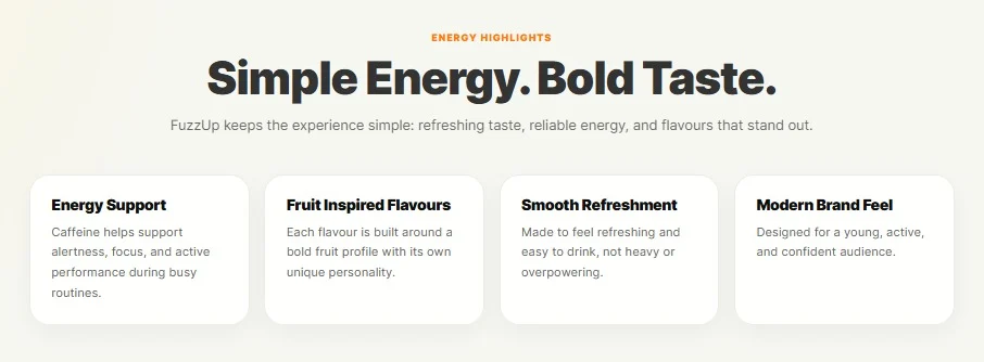 Fizzup Energy Drink website design, screen 5