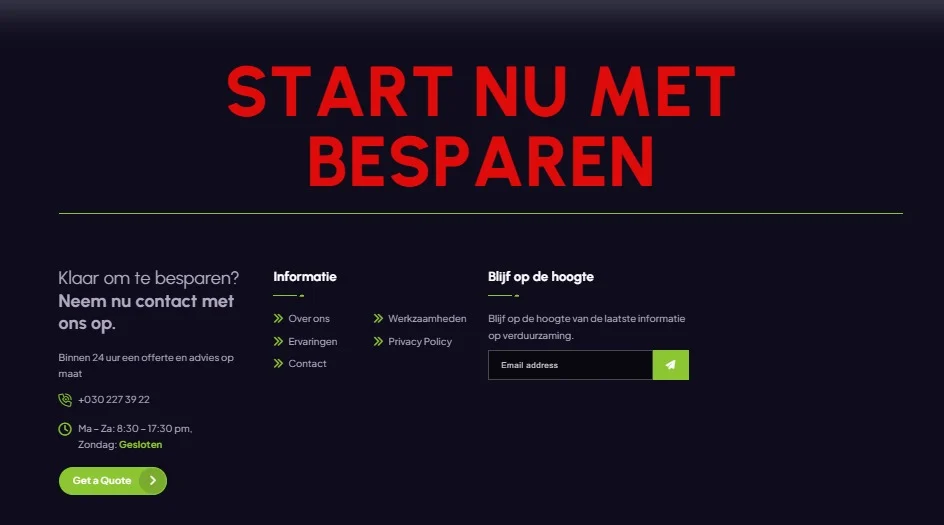 Dura Groep website design, screen 8