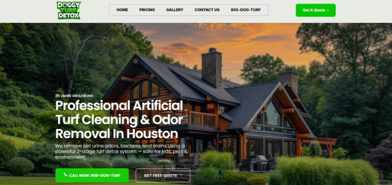 Doggy Turf Detox Houston artificial turf cleaning and odor removal service page