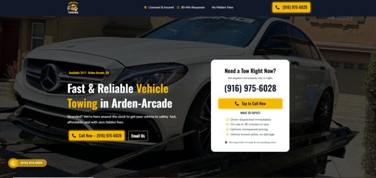 Sun City Tow Google Ads towing service landing page